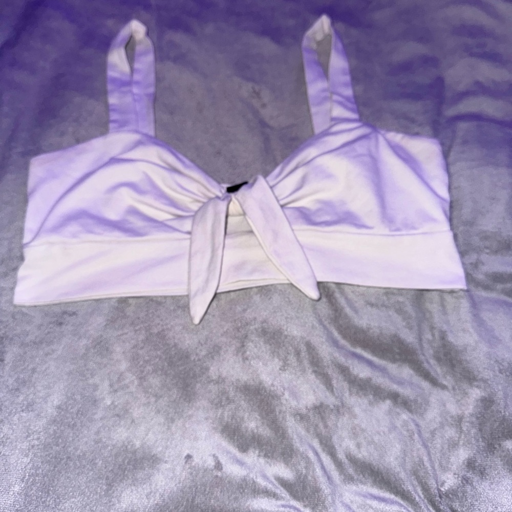 SHEIN Purple and White Crop Tie Front Tank Top
